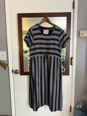 Ace & Jig Black and White Striped Midi Dress